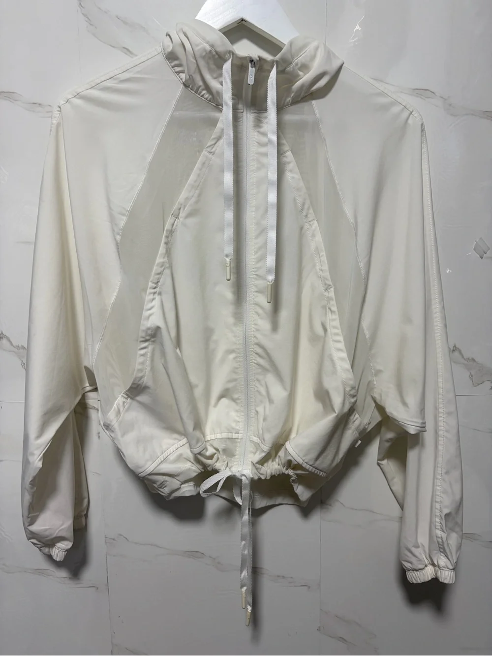 ALO Yoga Cream Lightweight Zip-Up Bomber Jacket